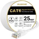Cabo Ethernet BUSOHE Cat6 25m branco, pacote com 2 clipes