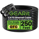 Cabo Ethernet GearIt blindado CAT6 Ethercon 250 pés preto Cabo Ethernet GearIt blindado CAT6 Ethercon 250 pés preto