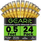 Cabo Ethernet GearIt Cat 6 0,15 m (pacote com 24) 10 Gbps RJ45 amarelo