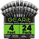 Cabo Ethernet GearIt Cat 6 4 pés (1,2 m), pacote com 24 unidades RJ45 de 10 Gbps, preto