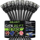 Cabo Ethernet GearIt Cat 6 de 20 pés (6 m) preto, pacote com 10