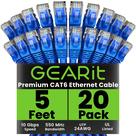 Cabo Ethernet GearIt Cat 6 de 5 pés (1,5 m) 10 Gbps, pacote com 20 unidades, azul