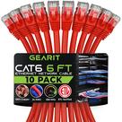 Cabo Ethernet GearIt Cat 6 (pacote com 10 1,8 m) 10 Gbps RJ45 vermelho Cabo Ethernet GearIt Cat 6 (pacote com 10 1,8 m) 10 Gbps RJ45 vermelho