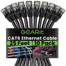 Cabo Ethernet GearIt Cat 6, pacote com 10, 7,6 m, 10 Gbps, RJ45, preto Cabo Ethernet GearIt Cat 6, pacote com 10, 7,6 m, 10 Gbps, RJ45, preto