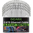 Cabo Ethernet GearIt Cat6, pacote com 100, 15 cm, 10 Gbps, RJ45