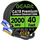 Cabo Ethernet GearIt Cat8 Outdoor 40 pés à prova d'água 40 Gbps
