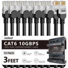 Cabo Ethernet Jadaol Cat 6 de 0,9 m, pacote com 10 unidades, à prova d'água Cabo Ethernet Jadaol Cat 6 de 0,9 m, pacote com 10 unidades, à prova d'água