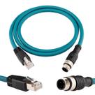Cabo Ethernet Lonlonty M12 de 4 pinos para RJ45 Cat6 1m blindado Cabo Ethernet Lonlonty M12 de 4 pinos para RJ45 Cat6 1m blindado