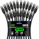 Cabo Ethernet Maximm Cat 6, 7 pés (2 m), pacote com 20 unidades, preto