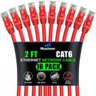 Cabo Ethernet Maximm Cat6 0,6m Pacote com 10 Vermelho 10Gbps Cabo Ethernet Maximm Cat6 0,6m Pacote com 10 Vermelho 10Gbps