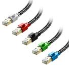 Cabo Ethernet Orbram Cat 8 0,5 m, pacote com 5 unidades, nylon multicolorido trançado Cabo Ethernet Orbram Cat 8 0,5 m, pacote com 5 unidades, nylon multicolorido trançado
