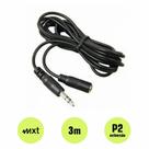Cabo Extensão P2 Estereo 3m Auxiliar Macho x Femea MXT