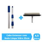 Cabo Extensor 4,5 metros e Rodo Mágico 35cm para Limpeza de Vidros