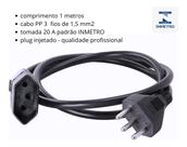 Cabo Força Tripolar Macho X Fêmea60cm 20a Com Conector H Preto 110v x 220v