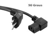 Cabo Força Tripolar para Pc Tv Monitor Conector 90º em L - 1,5 Mts