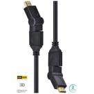 Cabo hdmi 2.0 4k ultra hd 3d conexao ethernet conectores 360 2 metros - h20b360-2