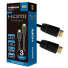 Cabo HDMI HDR Dinâmico 8k Brasforma 3 Metros 2.1 19p Gold Cabo HDMI HDR Dinâmico 8k Brasforma 3 Metros 2.1 19p Gold