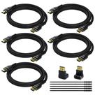 Cabo HDMI Kxable 4K Ultra HD 2.0 6 pés (1,8 m), pacote com 5 unidades, nylon trançado Cabo HDMI Kxable 4K Ultra HD 2.0 6 pés (1,8 m), pacote com 5 unidades, nylon trançado