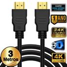 Cabo Hdmi Premium Gold 4k 3d 3 Metros Full Hd Blindado 19 Pinos Cabo Hdmi Premium Gold 4k 3d 3 Metros Full Hd Blindado 19 Pinos