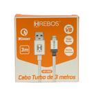 Cabo Hrebos Micro USB V8 3 Metros