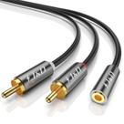 Cabo J&D 3,5 mm fêmea para 2 RCA macho banhado a ouro 30 cm
