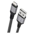 Cabo Lightning para USB Geonav 2 metros Nylon Trançado Cinza, Resistente e Rápido LIGH08