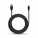 Cabo Lightning Preto 1 Metro Nylon Trançado Compatível com Smartphones