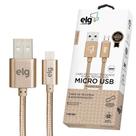 CABO MICRO USB REFORÇADO NYLON ELG 12W 2.1A Dourado