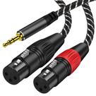 Cabo Muchfox Dual XLR fêmea para microfone estéreo TRS de 3,5 mm