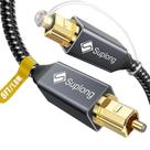 Cabo óptico de áudio Suplong 1,8 m banhado a ouro 24K, trançado em nylon