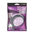 Cabo p2+rca fitz - p2 estereo x 2 rca macho plug metal - 2 metros - pix