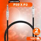 Cabo Para Áudio P2 x P10 2 Metros Profissional Mesa de Som Alta Qualidade Plug Metal 2m P2 Estéreo