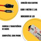 Cabo Para Celular Iphone Lighting Indicador de LED Trançado A1070
