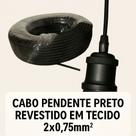 Cabo Pendente Preto Revestido em Tecido 2x0,75mm² - 5 Metros