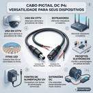 Cabo Rabicho P4 Macho Fêmea Conector Plug Para Fonte De Vídeo Monitoramento Cftv Energia 02 Vias