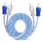 Cabo Rca 1 Metro Dupla Blindagem Injetado 4mm Azul E Prata