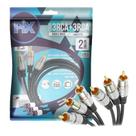 Cabo rca fitz - 3 + 3 rca plug metal - 2 metros