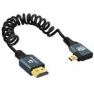 Cabo Thsucords 8K Micro HDMI de ângulo reto para HDMI de 3 pés em espiral