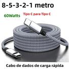 Cabo Tipo C Para Tipo C De Carregamento Rápido 60W 1M 2M 3M 5M 8M Cabo De Dados Trançado Em Nylon Cabo Tipo C Para Tipo C De Carregamento Rápido 60W 1M 2M 3M 5M 8M Cabo De Dados Trançado Em Nylon