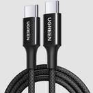 Cabo Tipo C para Tipo C Ugreen, Trançado, PD Fast Charging, 3A, 1m, Preto - UG-35254