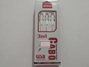 Cabo triplo para celular xtrad ch00127 micro usb tipo c 2.4a - branco Cabo triplo para celular xtrad ch00127 micro usb tipo c 2.4a - branco