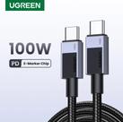 Cabo UGREEN USB C PD 100W 20V 5A ( 2 metros ) chip E-Marker Carregamento rápido QC 4.0 Tipo C Nylon