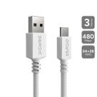 Cabo Usb A 2.0 Macho P/ Usb Tipo-c - Branco - 2 Metros - Nylon - Cbpy03b