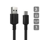 Cabo Usb A 3.0 Macho P/ Usb Tipo-C - Preto - 3M - Nylon - Cbpy003P