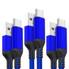 Cabo USB-C Akoada, pacote com 3 (3 m+2 m+1 m) de nylon trançado azul