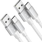 Cabo USB C Huukein White, pacote com 3 m e 2, carregamento rápido para iPhone Cabo USB C Huukein White, pacote com 3 m e 2, carregamento rápido para iPhone