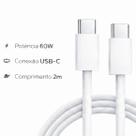 Cabo Usb-c Tipo C Turbo Nylon 2m 60w Compatível Com Iphone Branco