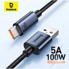Cabo USB Tipo C Baseus 100W Turbo Power 5A Carregamento Rápido PD Nylon Reforçado