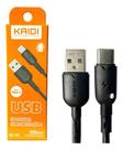 Cabo Usb Tipo C Kaidi 1m 3a Carregamento Rapido Resistente Cor:Preto