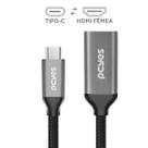 Cabo USB TIPO-C para HDMI Fêmea 2.0 4K/60HZ - Preto - 15CM - NYLON - PUCF-15P